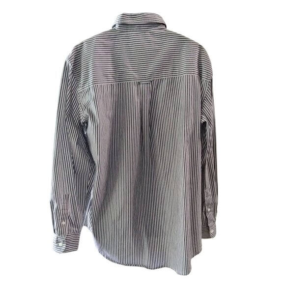 Chaps Mens Size XL Shirt Button-Down Black & White Striped Long Sleeve - Picture 6 of 9